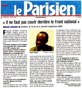 Dogad Dogou Article Le Parisien 06 08 2010050 Article Le Parisien 06 08 2010050 278x300 Interview Dogad Dogoui (CDR) au Parisien : non à lamalgame Immigration Insécurité par lUMP